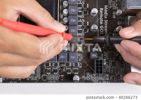 Check the motherboard with a multimeter. 80266273