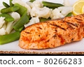 salmon, Provence herbs, lemon, cauliflower, with runner beans 80266283