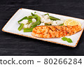 grilled salmon, with vegetables 80266284