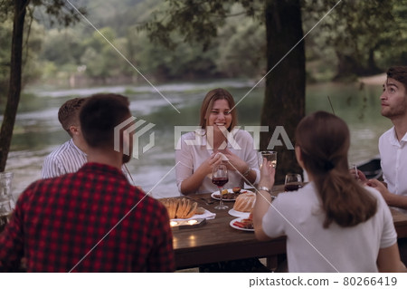 french dinner party on summer french dinner party on summer 80266419