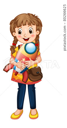 A girl holding rocket toy cartoon character... - Stock Illustration  [80266625] - PIXTA