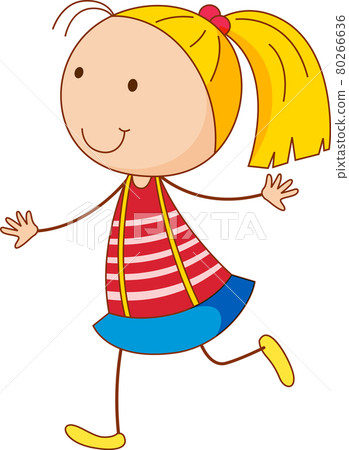 A girl cartoon character in doodle style isolated A girl cartoon character in doodle style isolated 80266636
