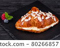 croissant with custard cream and almonds, from prime grade flour, butter, almond, chips, custard cream with butter 80266857