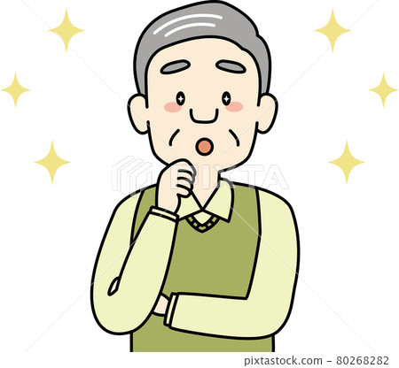 一位眼睛明亮的老人的插圖（上半身） 80268282