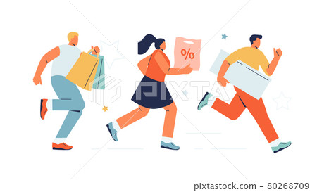 Running people with purchases sale discounts black Friday Running people with purchases sale discounts black Friday 80268709
