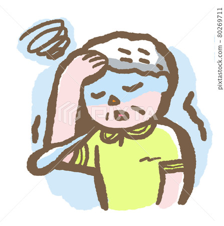 Elderly heat stroke, dizzy elderly women, feeling uncomfortable 80269711