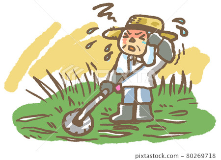 老人中暑，男人割草脫水，悶熱 80269718