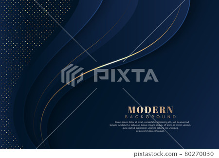 Modern luxury dark blue abstract wave background with shiny golden lines. Golden sparkles glitters dot texture design. Luxury and elegant style template. Trendy style wave layers pattern element. Modern luxury dark blue abstract wave background with shiny golden lines. Golden sparkles glitters dot texture design. Luxury and elegant style template. Trendy style wave layers pattern element. 80270030