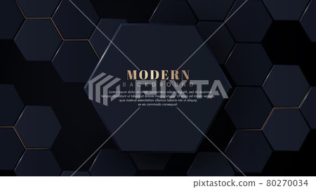 Modern hexagonal abstract metal background with gold light lines effect. Modern simple hexagon dark metal design. Luxury and elegant geometry element with space for your text. Suit for poster, cover, Modern hexagonal abstract metal background with gold light lines effect. Modern simple hexagon dark metal design. Luxury and elegant geometry element with space for your text. Suit for poster, cover, 80270034