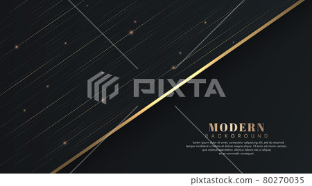 Modern luxury abstract gold lines on black background. Simple glitter gold dynamic diagonal lines design element. Luxury and elegant style template with space for your text.  Suit for poster, cover, 80270035