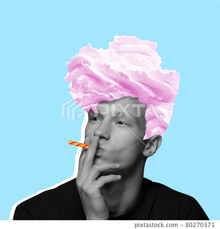 Contemporary art collage and modern design. Summer funny mood. Concept of idea, inspiration, creativity and beauty. Hipster, teddy- boy Contemporary art collage and modern design. Summer funny mood. Concept of idea, inspiration, creativity and beauty. Hipster, teddy- boy 80270371