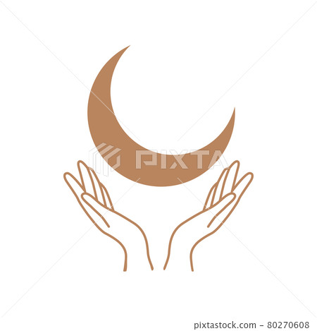 Ethnic set with hands, moon, crystals, quartz, floral, plant, cats, eye and other magic elements. illustration Ethnic set with hands, moon, crystals, quartz, floral, plant, cats, eye and other magic elements. illustration 80270608