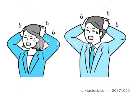 拿著他們的頭的商人和女實業家 拿著他們的頭的商人和女實業家 80271033