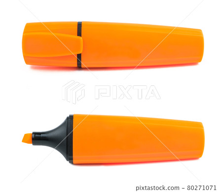 Orange office marker highlighter on a white background. Isolated. 80271071