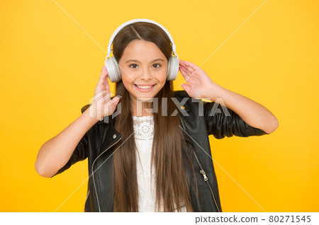 school radio dj. lady DJ long hair. happy smile. hipster school radio dj. lady DJ long hair. happy smile. hipster 80271545