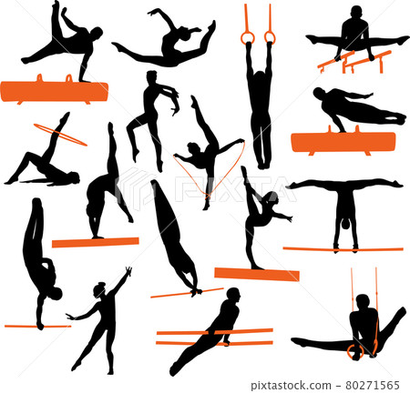 gymnastics silhouettes collection - vector 80271565