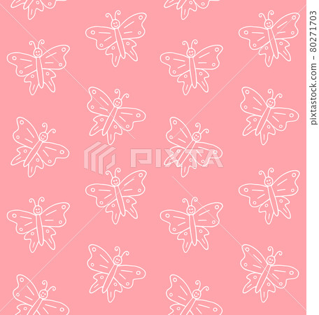 Vector seamless pattern of hand drawn butterfly - Stock Illustration ...