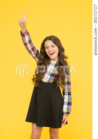 A new genius. Happy schoolgirl got genius idea. Genius A new genius. Happy schoolgirl got genius idea. Genius 80272727