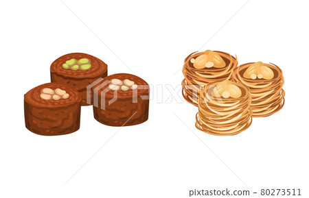 Turkish Delight or Lokum as Arabic Sweet and Sugary Dessert Vector Set 80273511