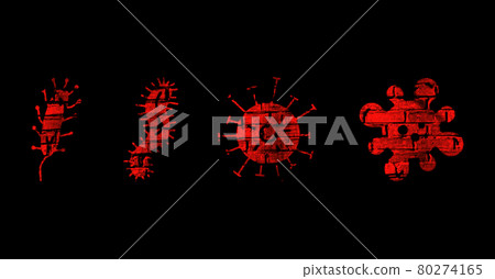 Illustration of bacteria and viruses with a brick texture on a black background. Illustration of bacteria and viruses with a brick texture on a black background. 80274165