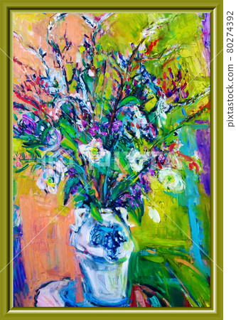 帶夏花油畫框 80274392