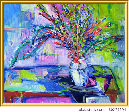 帶夏花油畫框 80274394