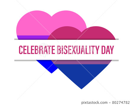 Celebrate Bisexuality Day. Two hearts with bisexual pride flag isolated on white background. Festival of sexual minorities. Design for banner and  poster. Vector illustration 80274782