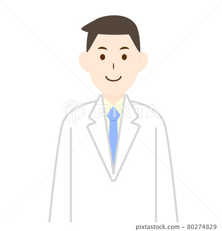 一個穿著實驗室外套的男人的插圖，比如醫生或研究員 80274829