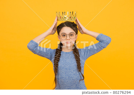 Admiration is the reward. Little beauty queen yellow background. Admiration is the reward. Little beauty queen yellow background. 80276294