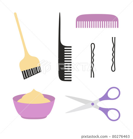 set with elements for coloring and cutting hair 80276463