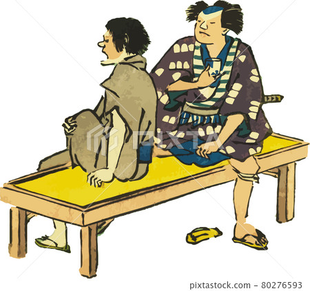 Men enjoying alcohol on an outdoor bench Men enjoying alcohol on an outdoor bench 80276593