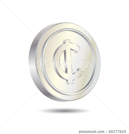 Silver Cent Coin isolated on white color background. Currency symbol of basic monetary unit. Simple and Minimal 3D Vector illustration. Silver Cent Coin isolated on white color background. Currency symbol of basic monetary unit. Simple and Minimal 3D Vector illustration. 80277820