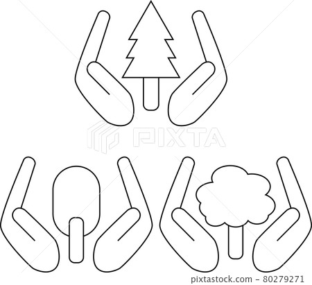 Hand icons to protect nature SDGs 80279271