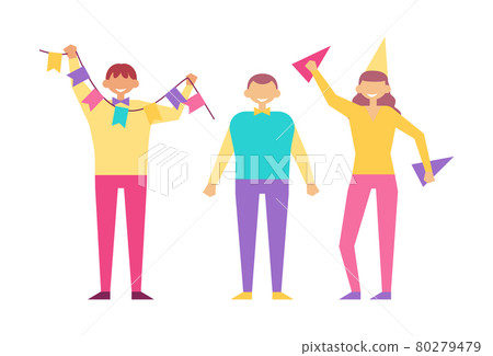 Happy People Birthday Party Vector Isolated White Happy People Birthday Party Vector Isolated White 80279479