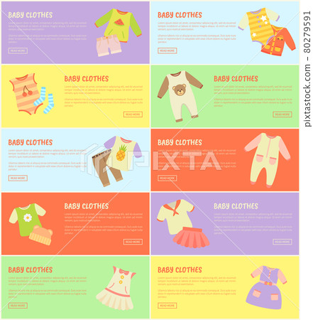 Baby Clothes Set of Colorful Vector Illustrations - Stock Illustration ...