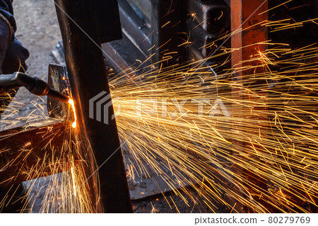 Sparks while cutting steel Sparks while cutting steel 80279769