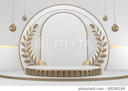 Victory golden podium winner on white background minimal design. 3D rendering Victory golden podium winner on white background minimal design. 3D rendering 80280189