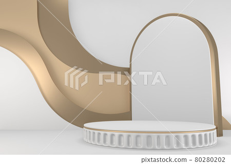 Victory golden podium winner on white background minimal design. 3D rendering Victory golden podium winner on white background minimal design. 3D rendering 80280202