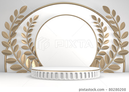Victory golden podium winner on white background minimal design. 3D rendering Victory golden podium winner on white background minimal design. 3D rendering 80280208