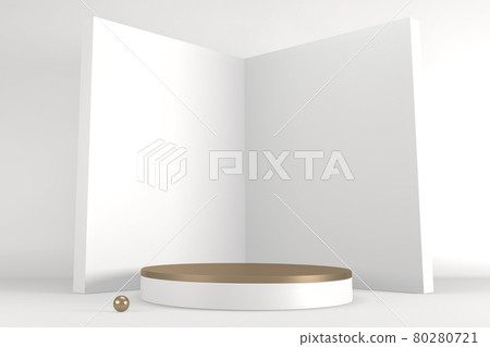 Roman podium white for cosmetic product on background granite white. 3d rendering 80280721