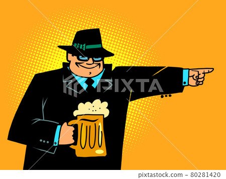 beer in a glass mug, pub and restaurant. a man with a drink 80281420