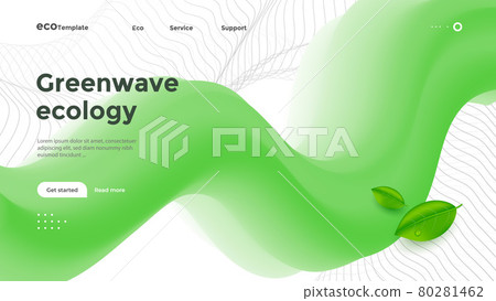 Ecology Corporate landing page with 3d green wave. 80281462