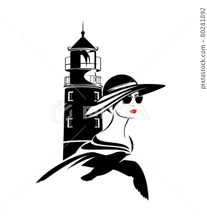 woman tourist during cruise wearing sunglasses and hat vector portrait woman tourist during cruise wearing sunglasses and hat vector portrait 80281892