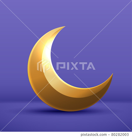 moon half month is gold on purple background. crescent decor element for ramadan Kareem celebration. vector design moon half month is gold on purple background. crescent decor element for ramadan Kareem celebration. vector design 80282003