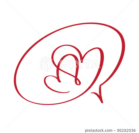 Calligraphy two hearts frame bubble cartoon vector illustration logo design template icon for Valentine Day Calligraphy two hearts frame bubble cartoon vector illustration logo design template icon for Valentine Day 80282036