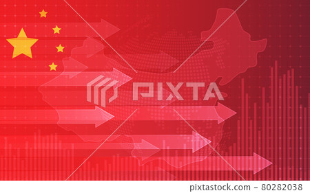 Growing chart against the background of the China flag candlestick graph Stock market exchange and graph chart business finance money investment on display board. vector design. 80282038