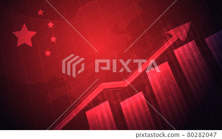 Growing chart against the background of the China flag candlestick graph Stock market exchange and graph chart business finance money investment on display board. vector design. 80282047