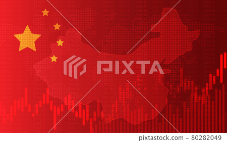 Growing chart against the background of the China flag candlestick graph Stock market exchange and graph chart business finance money investment on display board. vector design. 80282049