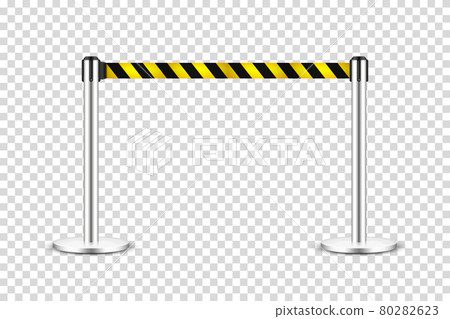 Realistic retractable belt stanchion on transparent background. Crowd control barrier posts with Realistic retractable belt stanchion on transparent background. Crowd control barrier posts with 80282623
