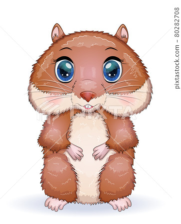 Cute cartoon hamster characters, funny animal muzzle in flower Cute cartoon hamster characters, funny animal muzzle in flower 80282708